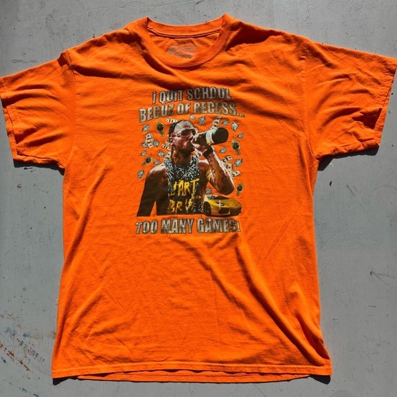 Men's Riff Raff T-Shirt Orange Face Logo L Hip Hop Rap Dirty South TX Dropout - Picture 6 of 12